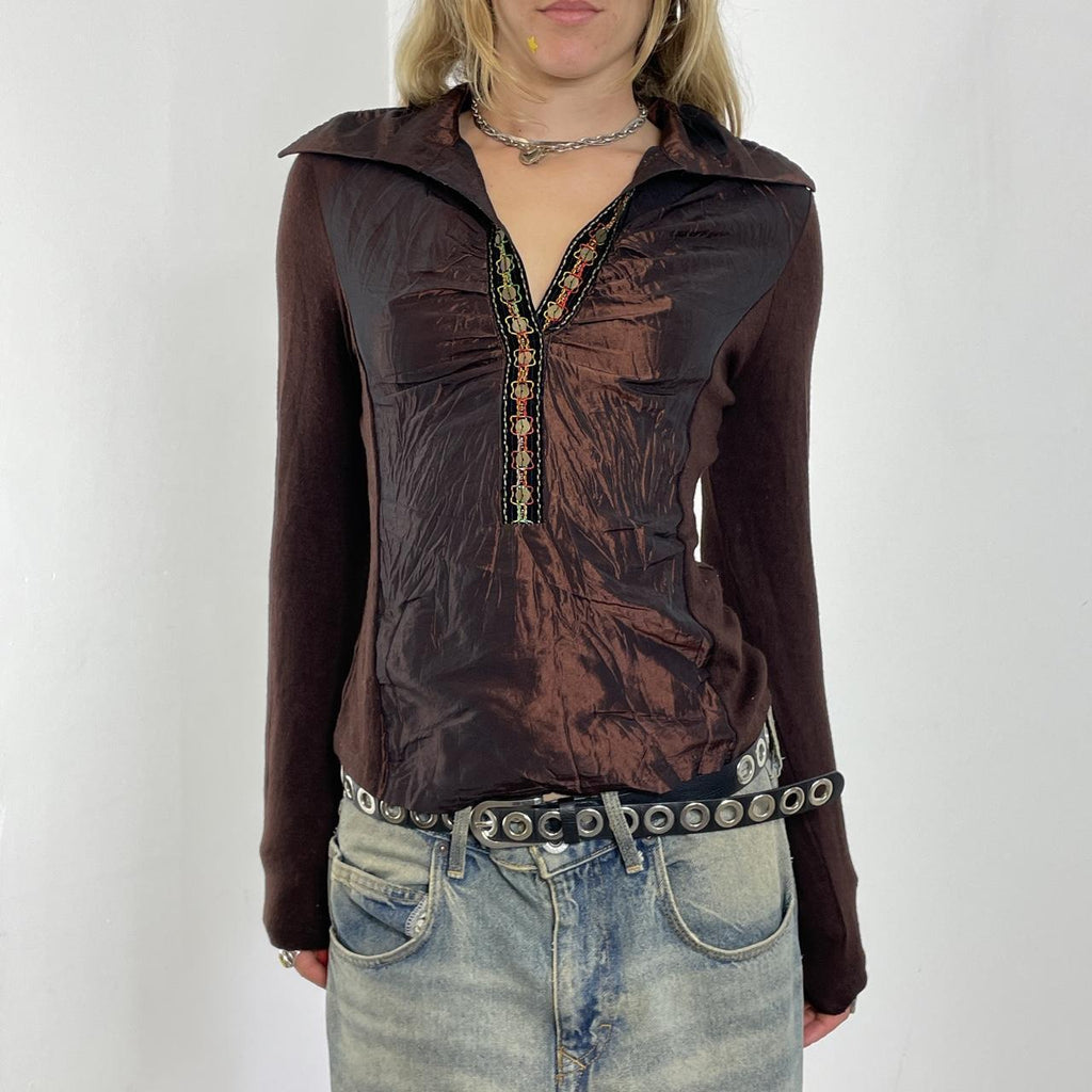Bohemian brown sequin shirt