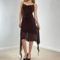 Incrediblue brown asymetrical cowl neck maxi dress