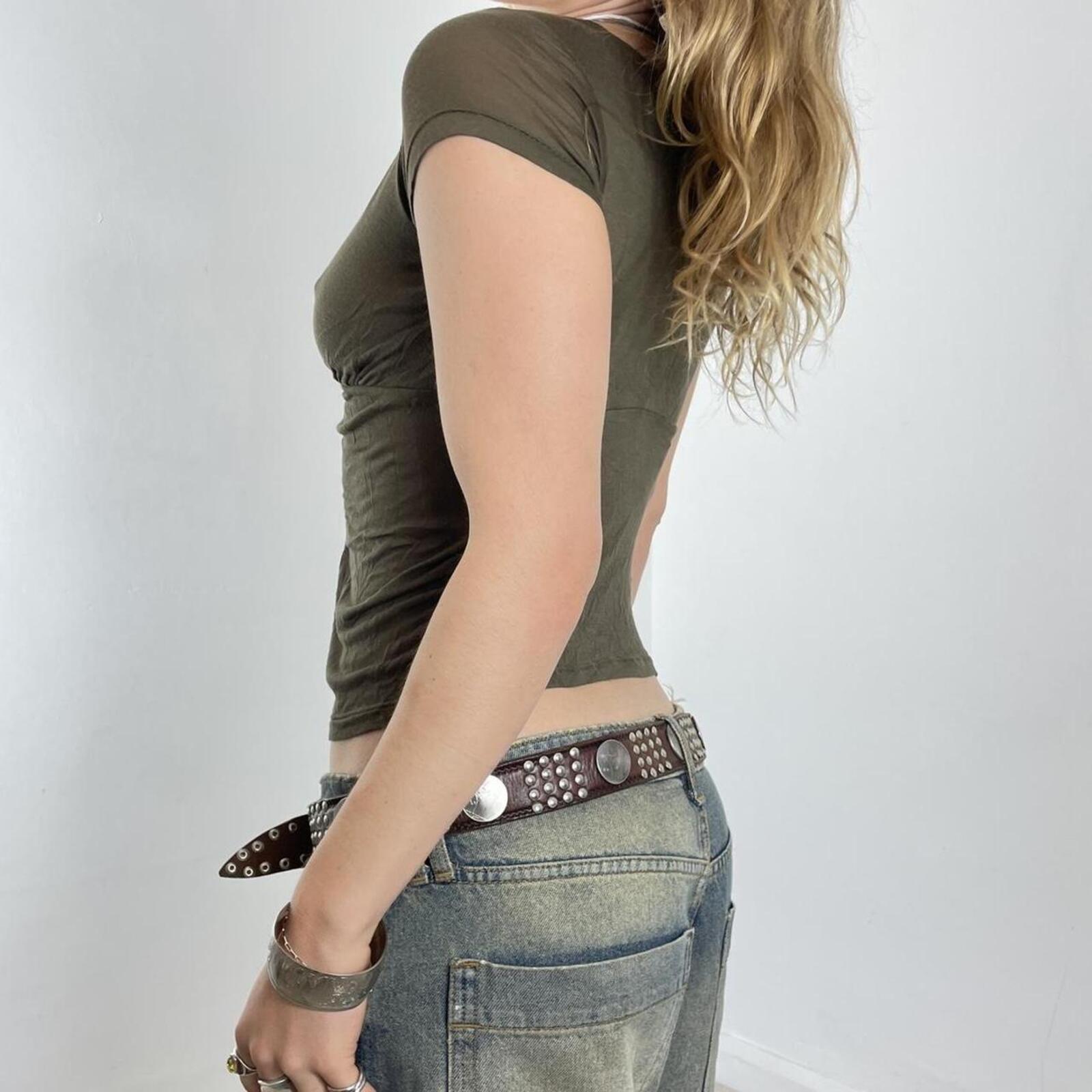 Bohemian brown square neck layred top