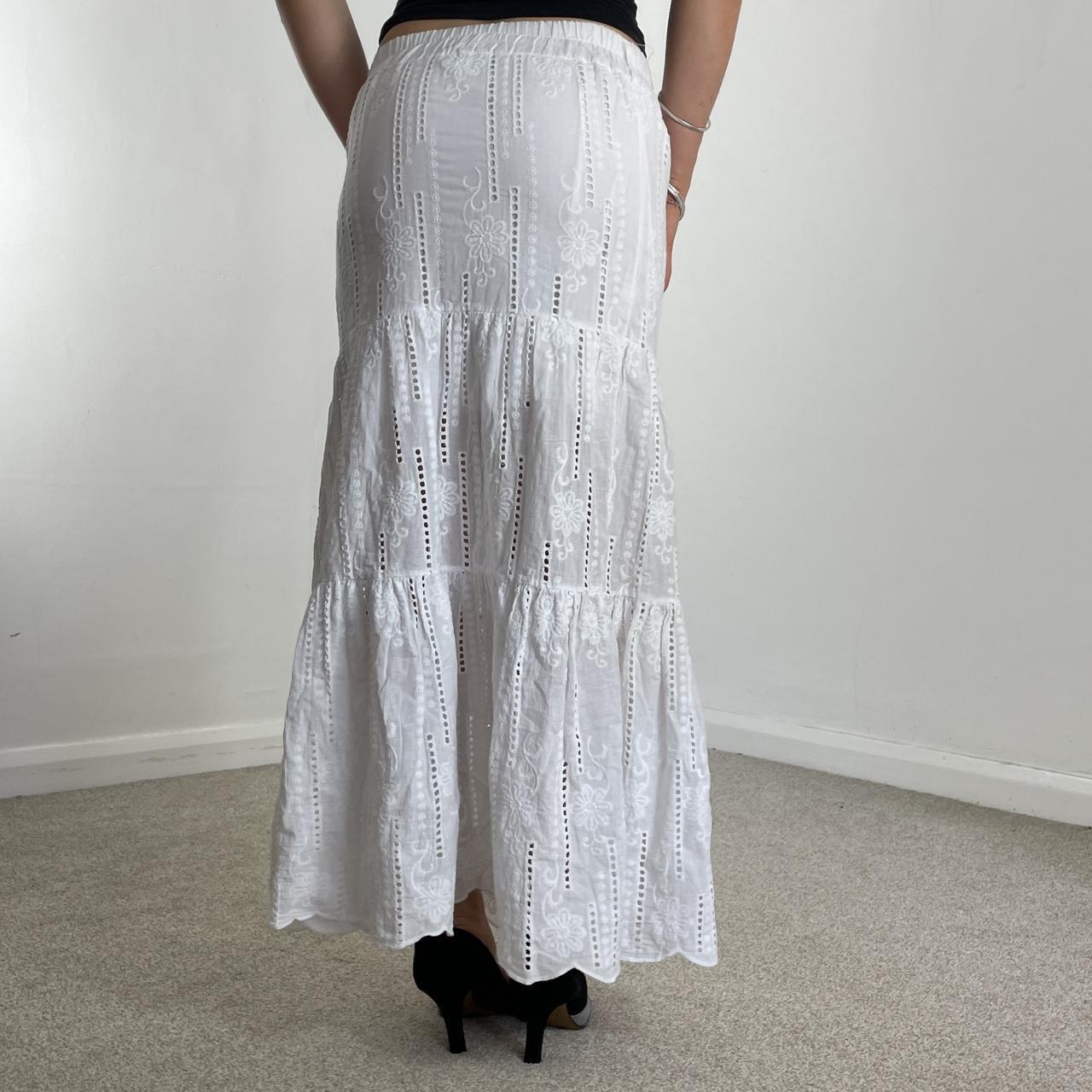 Vintage full length teired maxi skirt with embroided details.