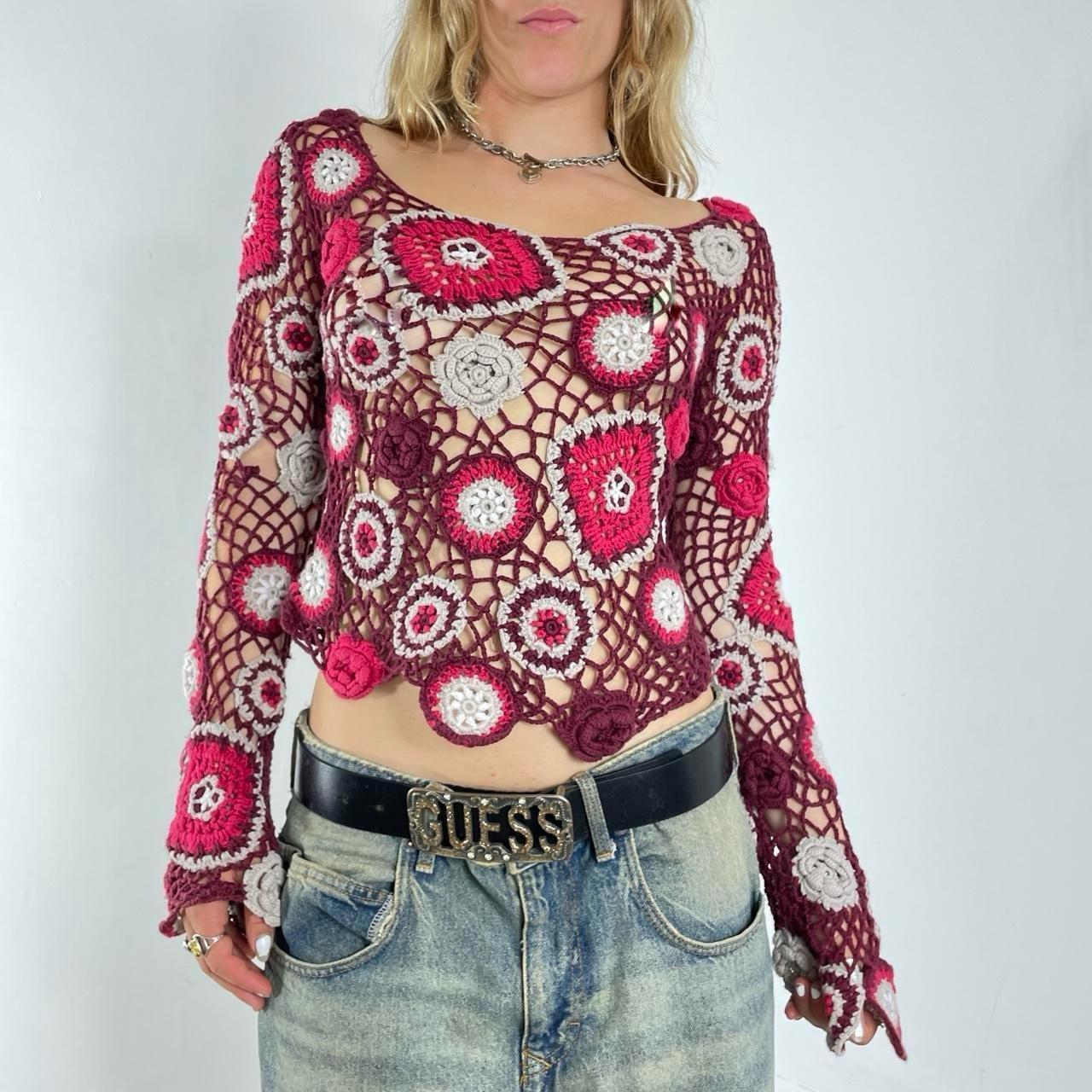 Burgundy floral knitted long sleeve
