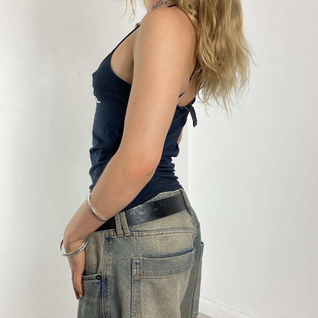 Navy cross back graphic disney fitted top