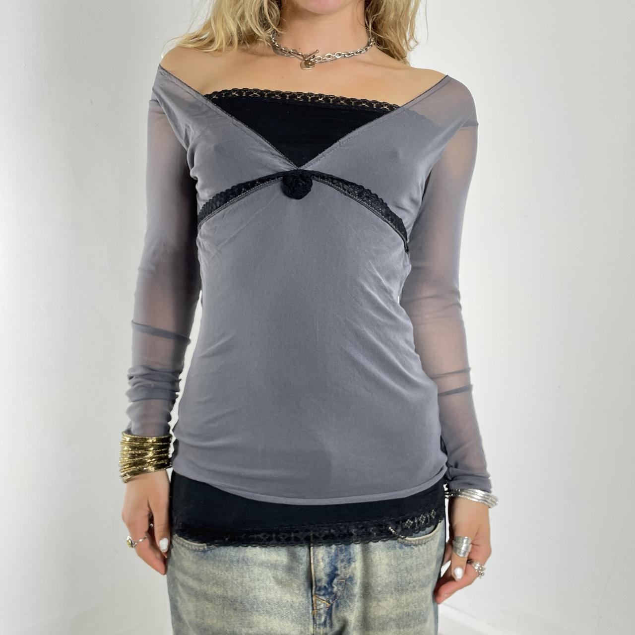 Vintage grey and black mesh long sleeve