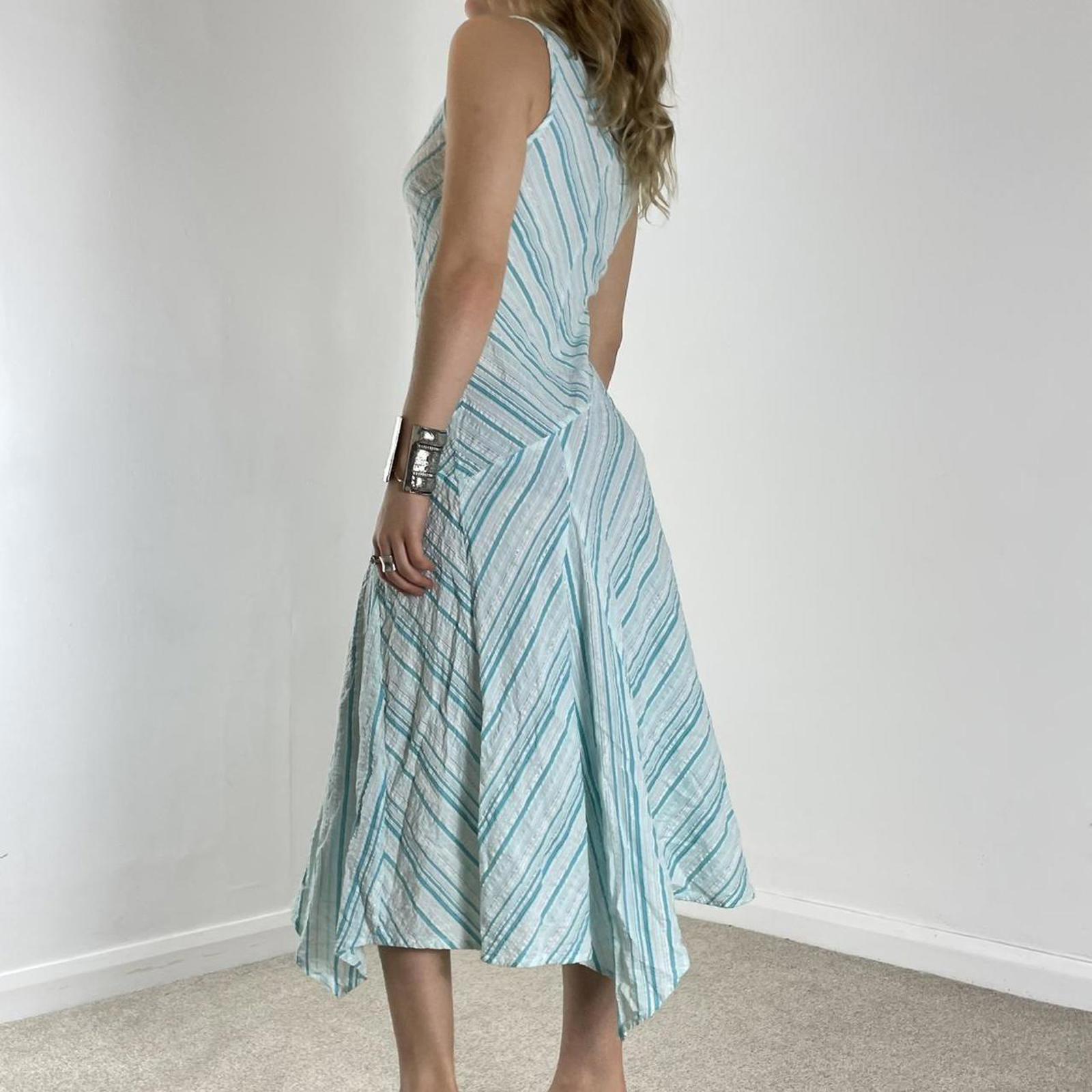 Striped asymmetrical blue and white vintage dress