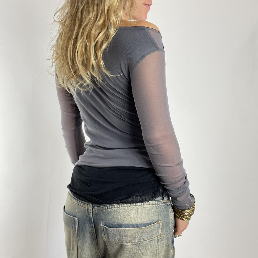 Vintage grey and black mesh long sleeve