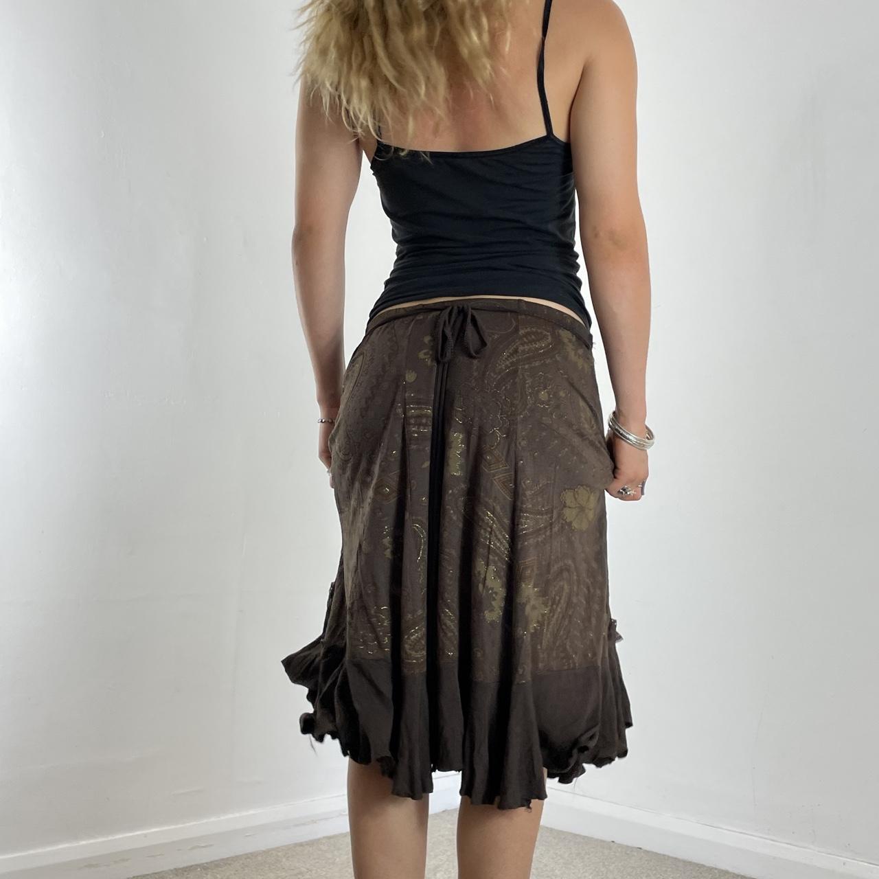 Gorgeous vintage paisley gold and brown midi skirt