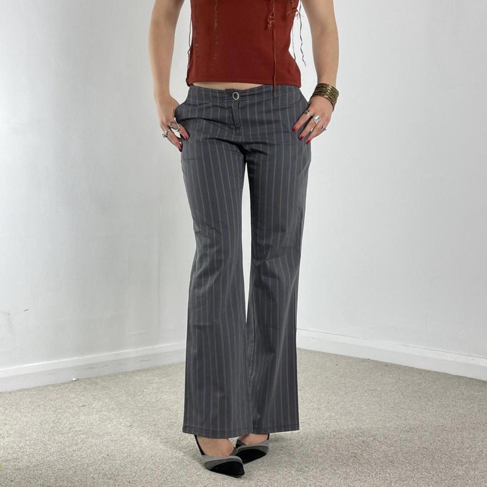Pinstripe vintage low rise flared trousers