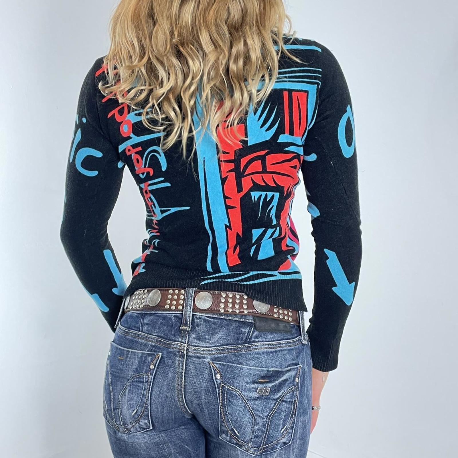 Vintage Graphic face words turtle neck long sleeve top