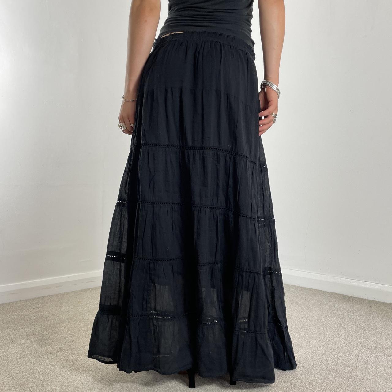 Vintage full length teired black maxi skirt, double layered