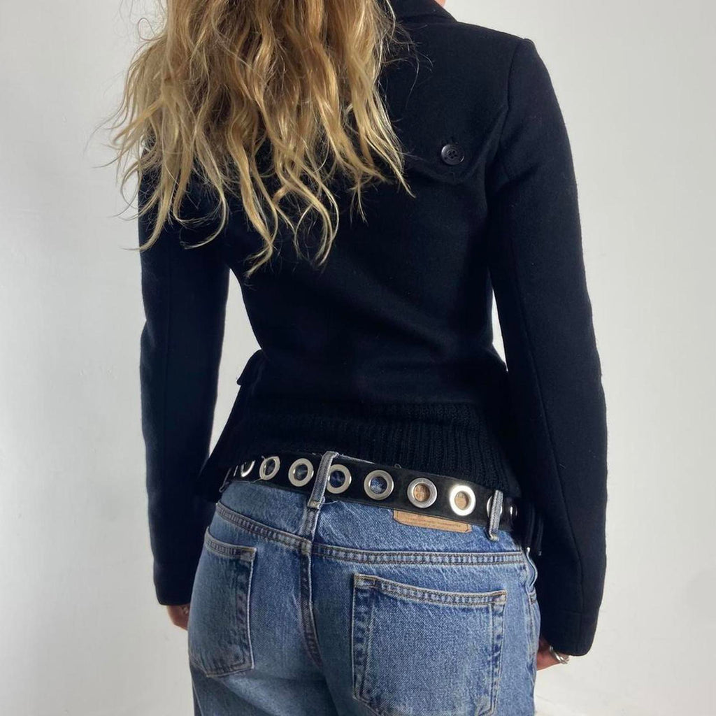 Vintage black utility avant garde button up jacket