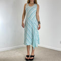 Striped asymmetrical blue and white vintage dress