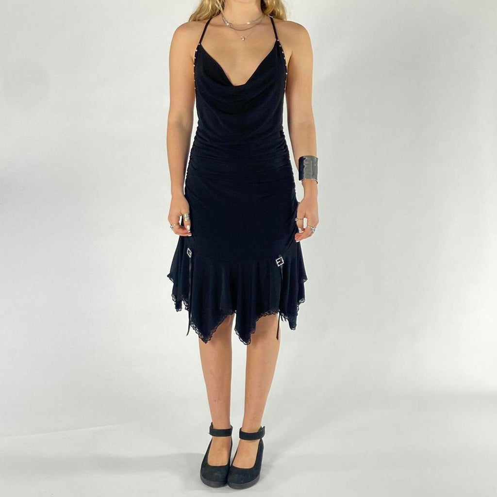 Insane avant grade grung cross back fairy core pleated dress.