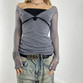 Vintage grey and black mesh long sleeve