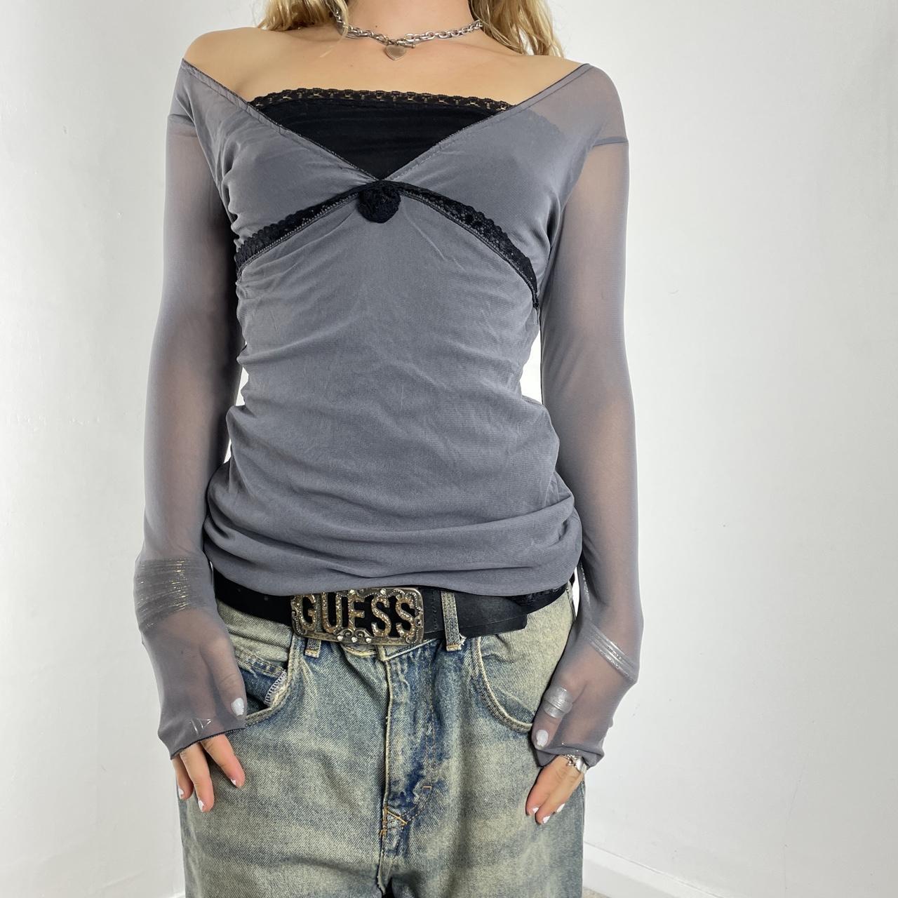 Vintage grey and black mesh long sleeve
