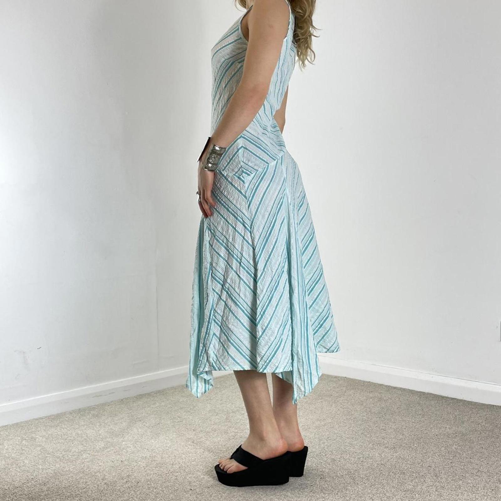 Striped asymmetrical blue and white vintage dress