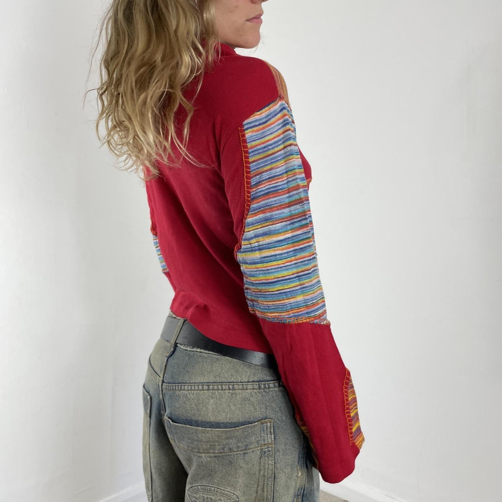 Boho multi-patterned flared zip up jumper