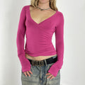 Pink fitted long sleeve top