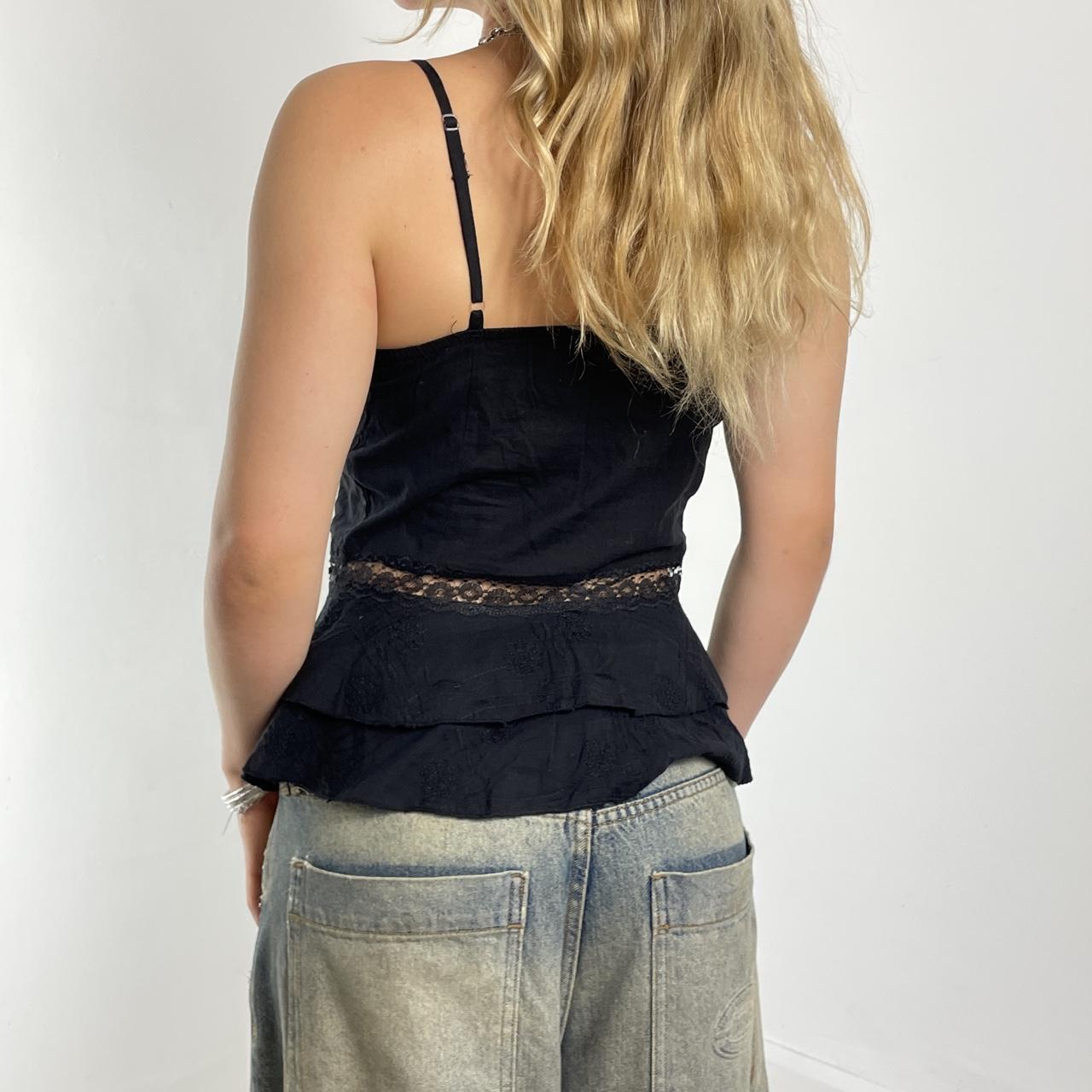 Cotton flowy lace top with ribbon in the middle