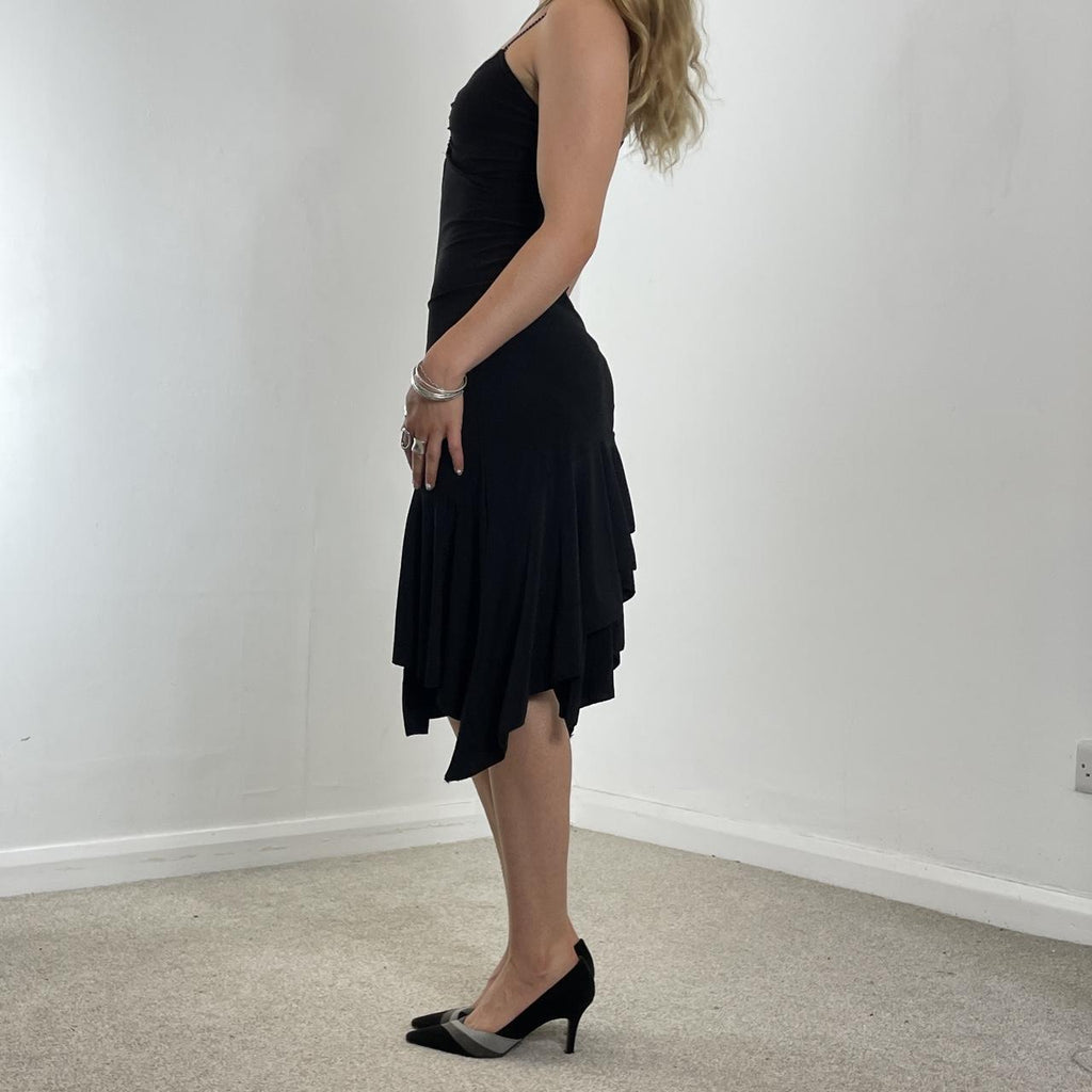 Fitted cut out black evening dress