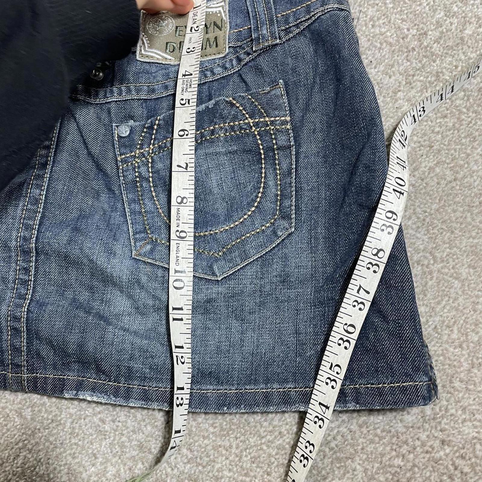 Y2K denim lowrise pleated contrastiching mini skirt with patches embroided on the back
