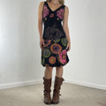 Desigual black multi-patterned V-neck dress