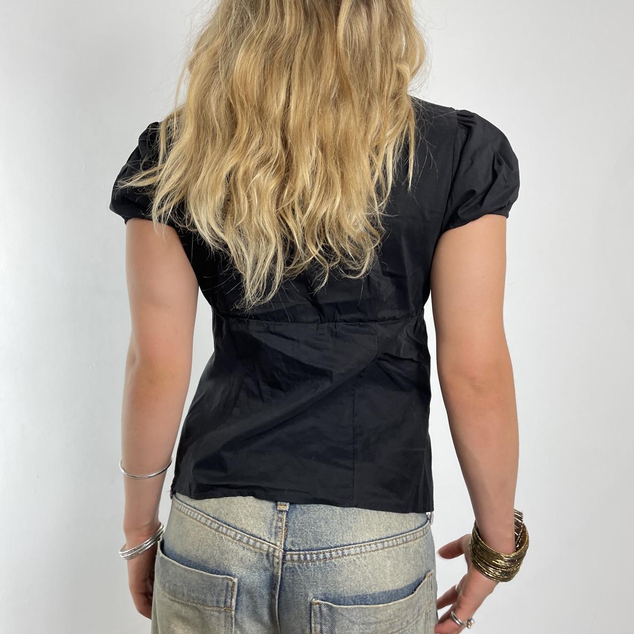 Ruffle up fitted black cottagecore blouse