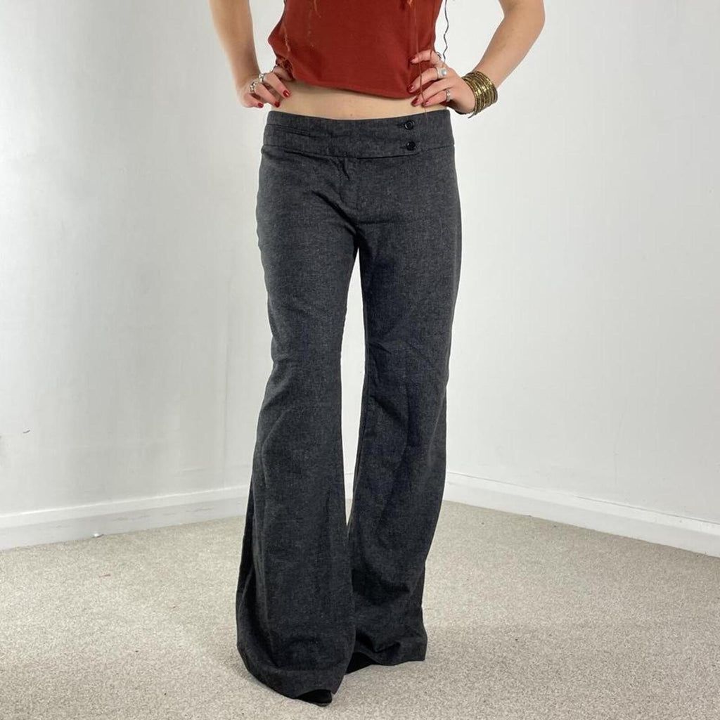 Low-rise Bell flared cotton office core wool trousers