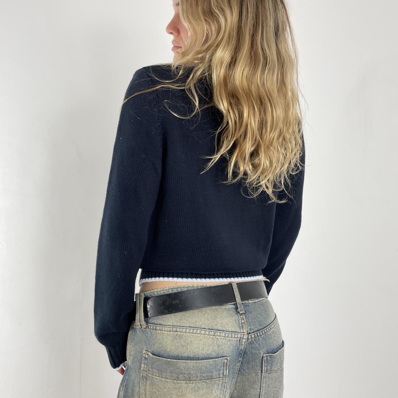 Navy knitted benetton zip up jumper