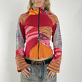 Boho multi-patterned flared zip up jumper