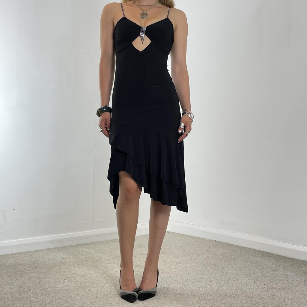 Fitted cut out black evening dress