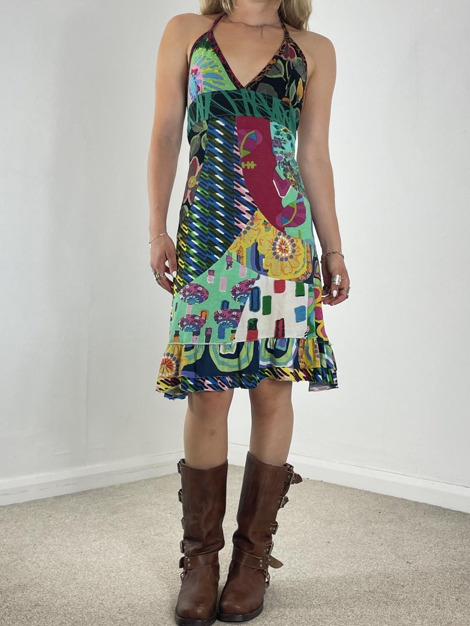 Desigual multi coloured halterneck mini dress
