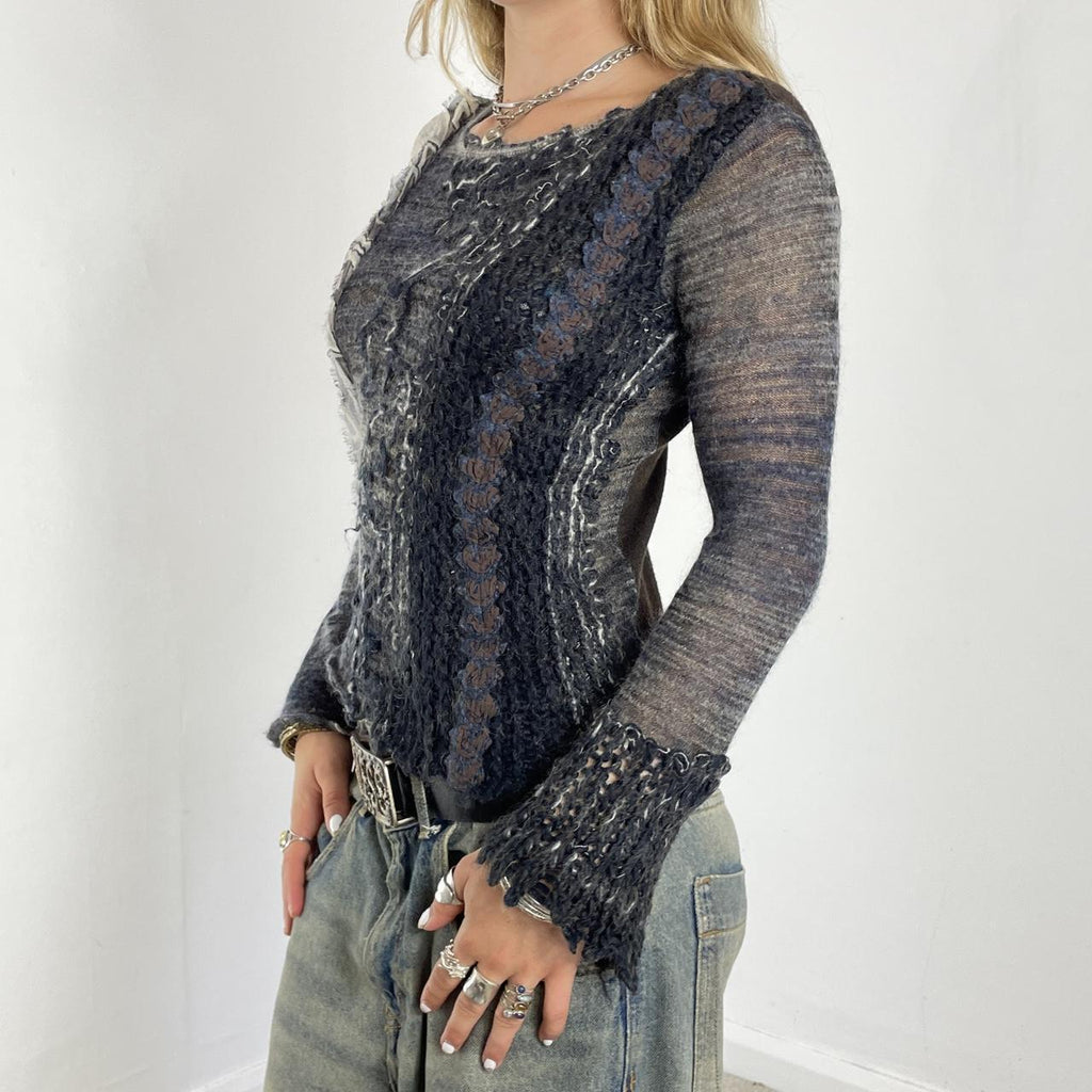 Wool avante garde ruffled grey long sleeve