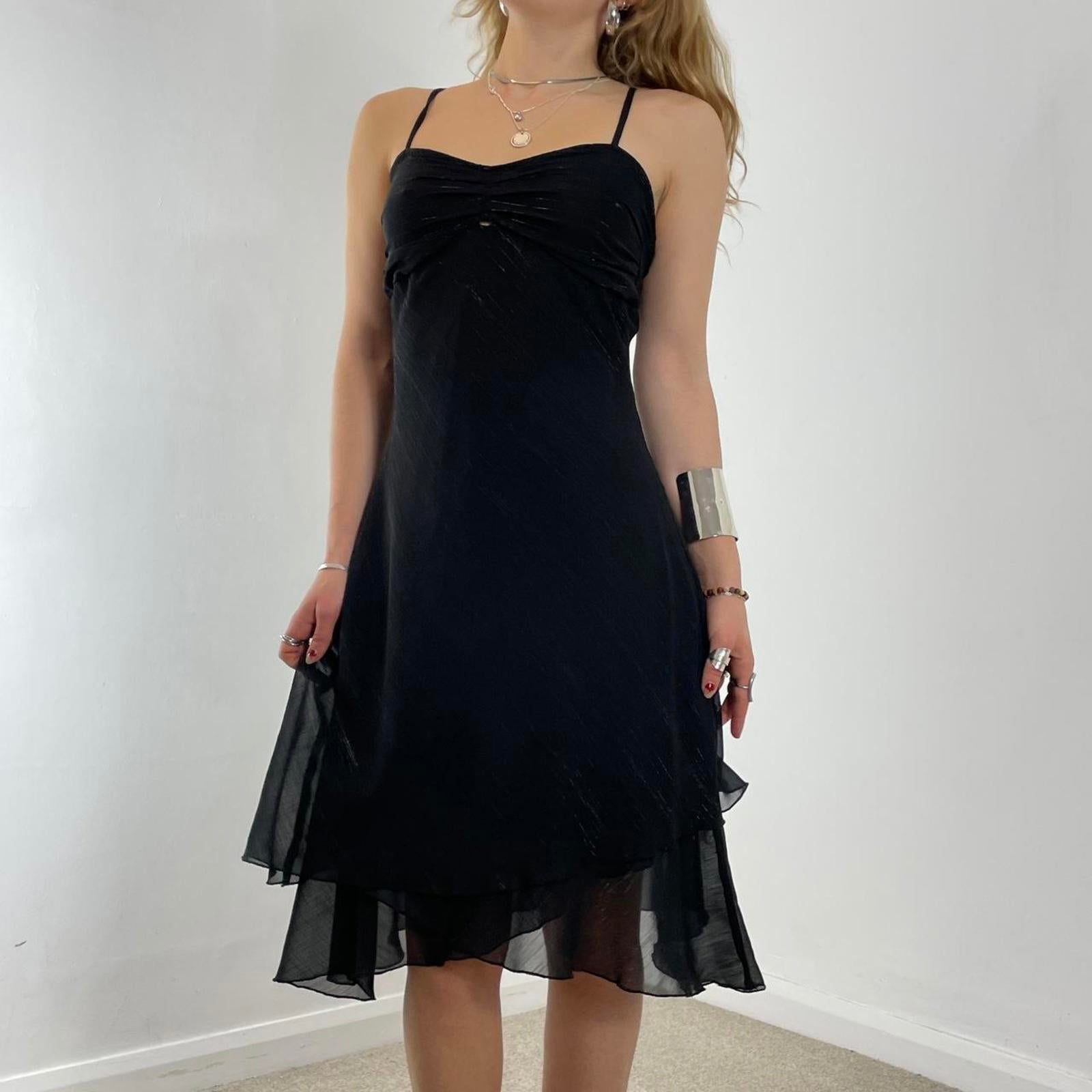 Double layred black mesh evening dress