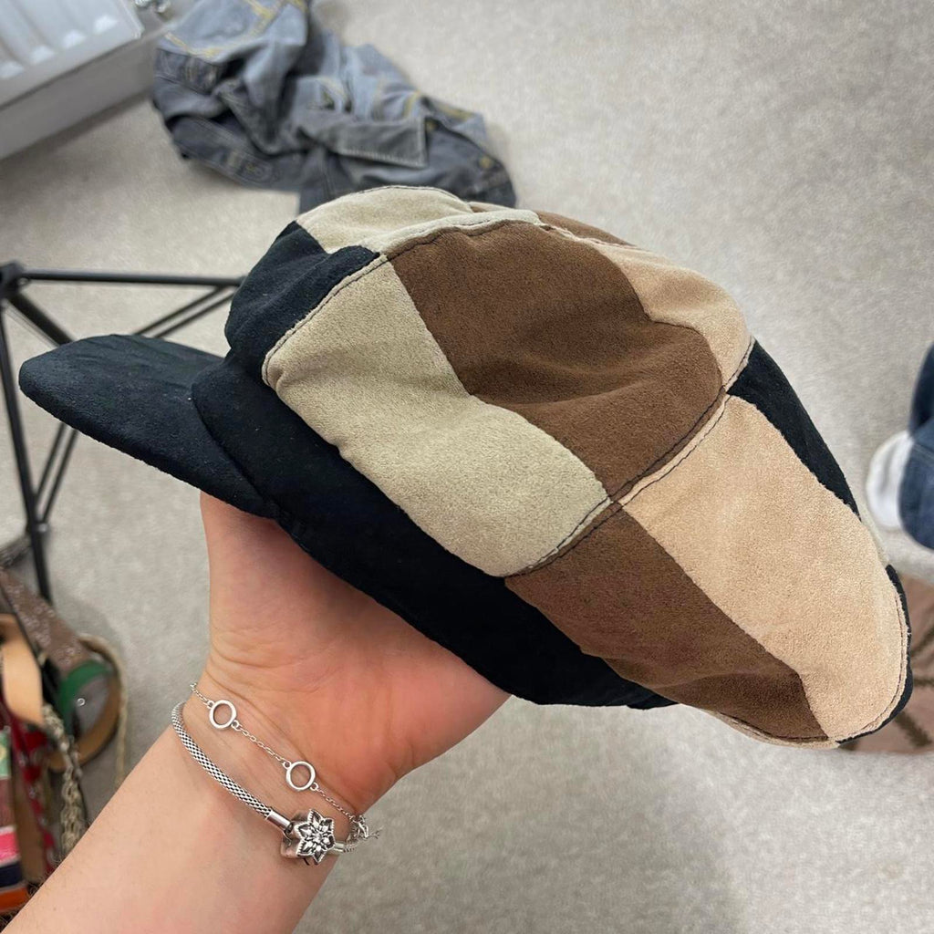 00's patchwork brown and black cap/ hat