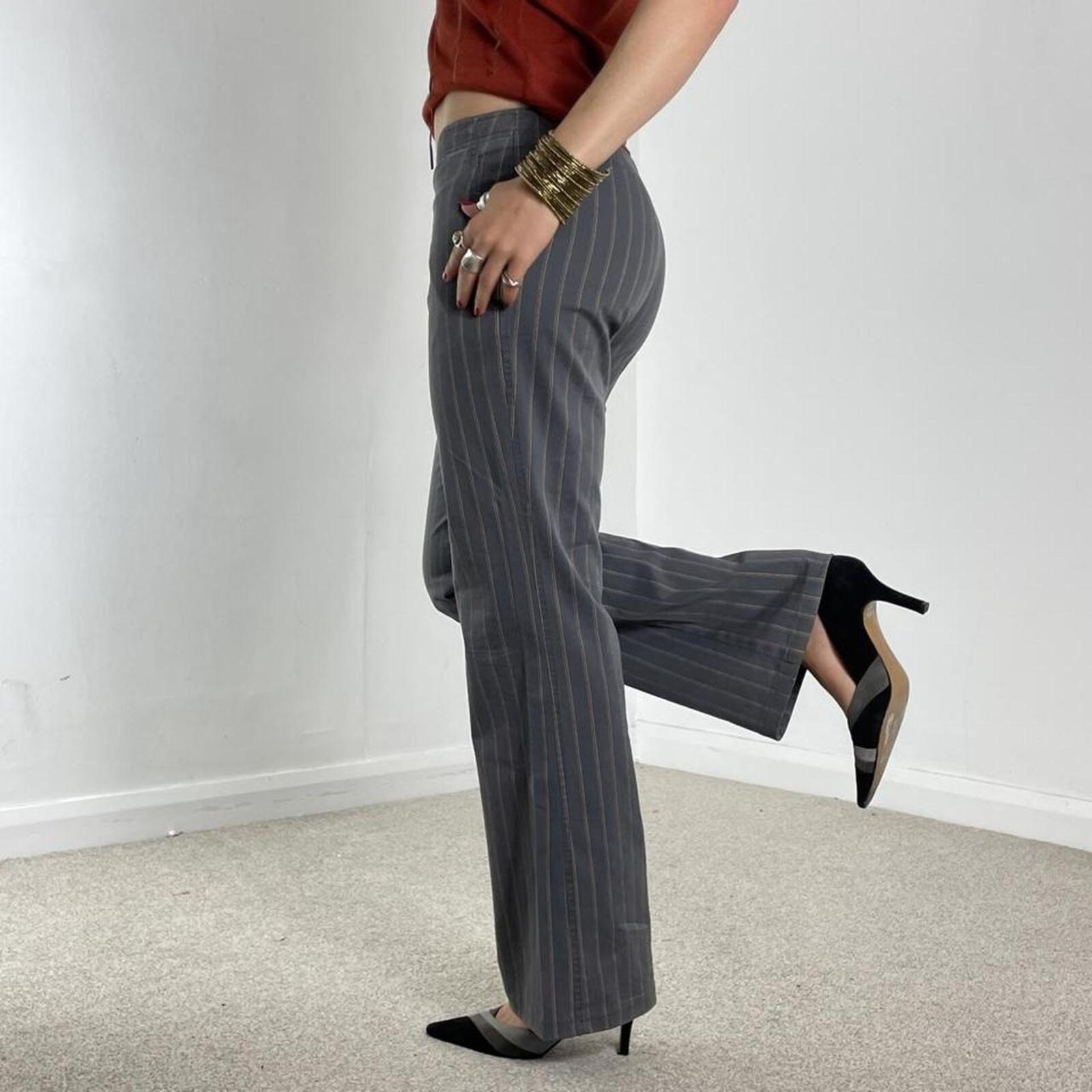 Pinstripe vintage low rise flared trousers