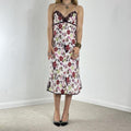 White and brown floral printed maxi dress