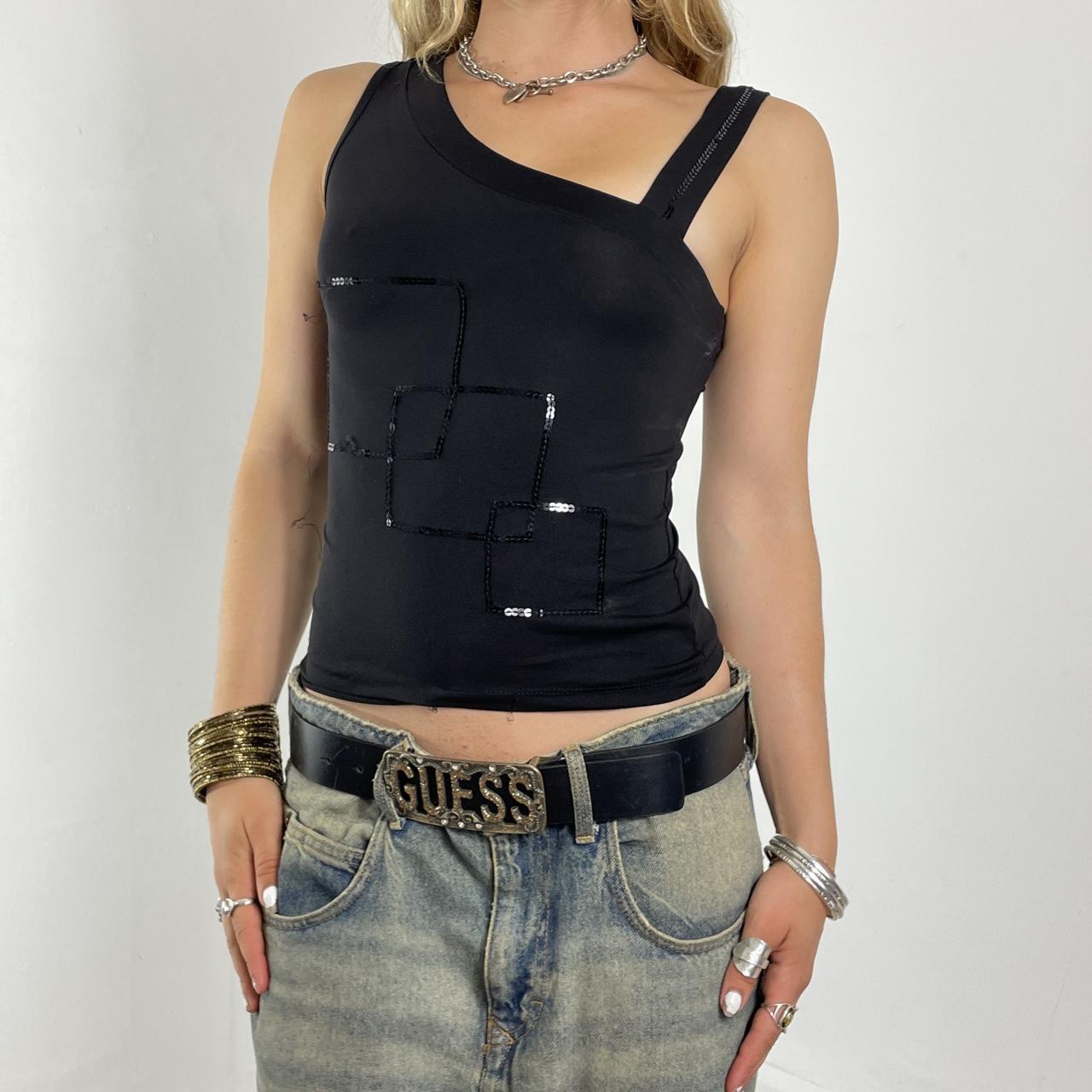 Asymmetrical one-shoulder sequin top