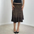 Gorgeous vintage paisley gold and brown midi skirt