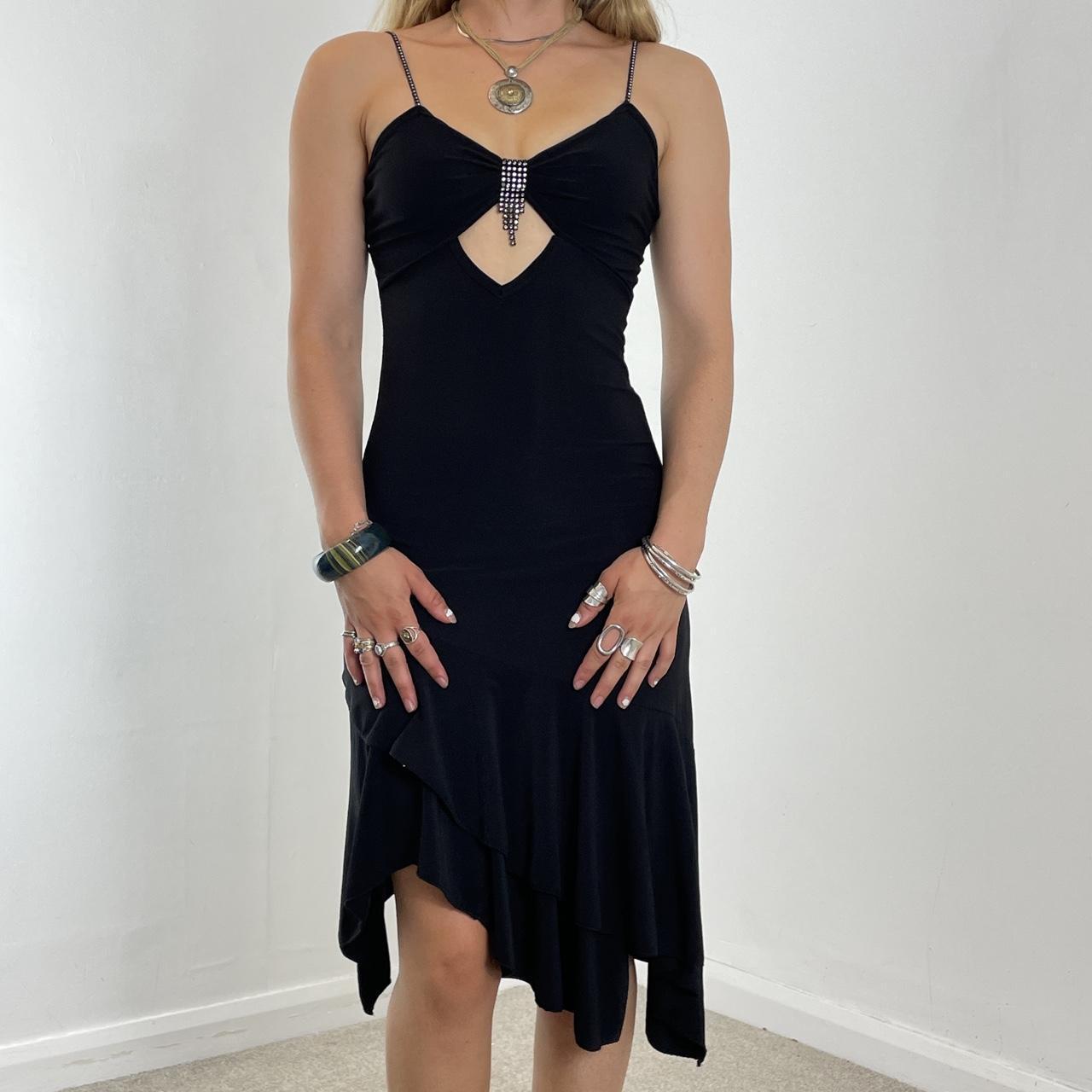 Fitted cut out black evening dress