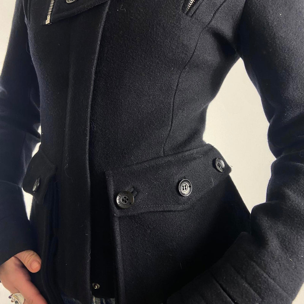 Vintage black utility avant garde button up jacket
