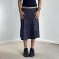 Beautiful patterened tiered white and black midi skirt