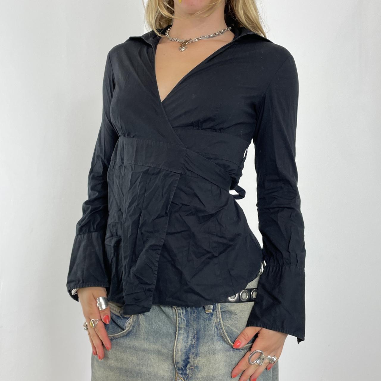 Elevated basic wrap up black shirt