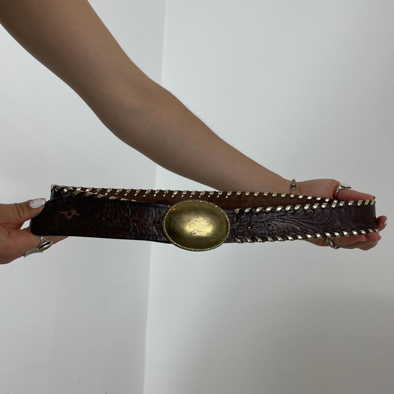 Vintage Brown and gold leather belt