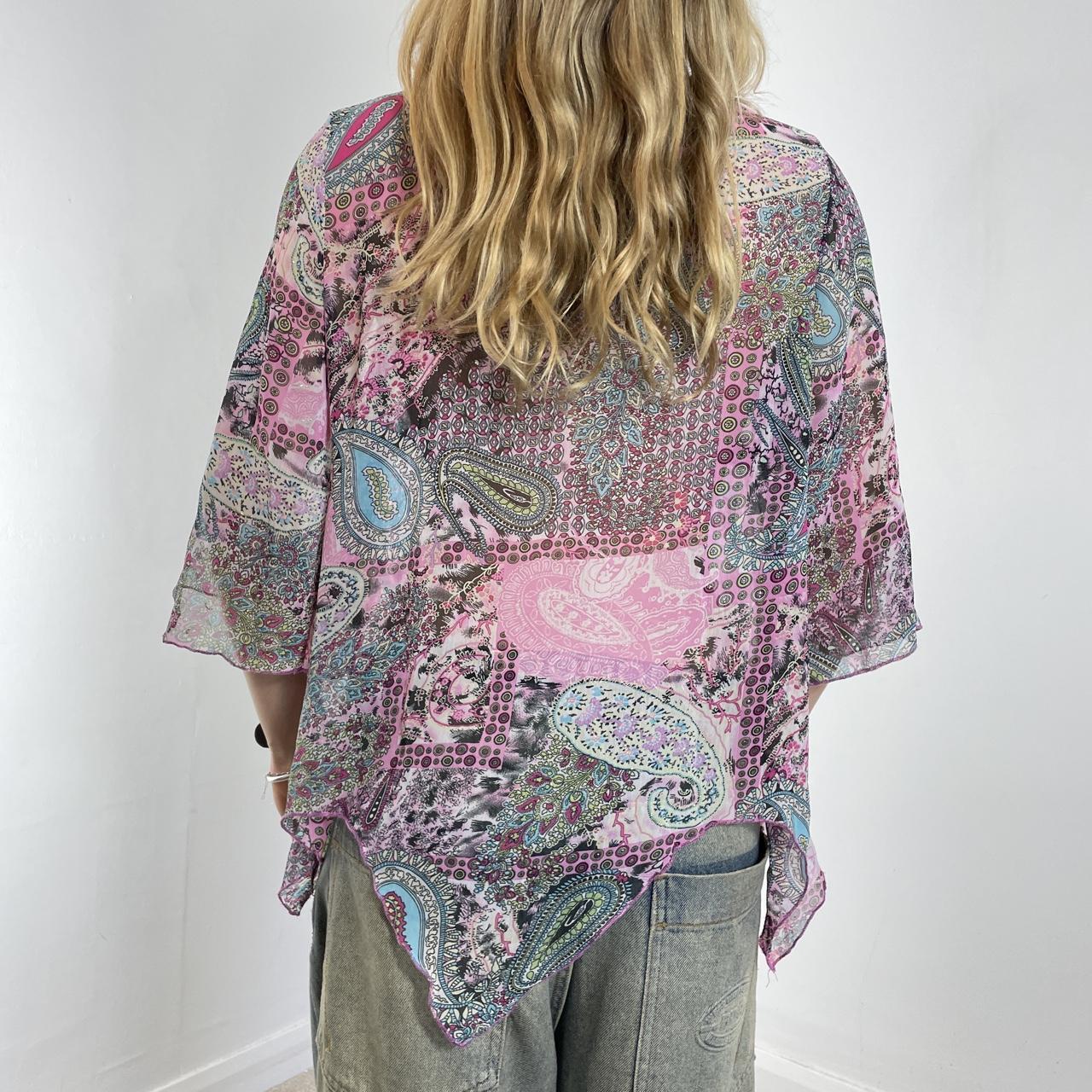 Bohemian multi coloured flowy bell sleeve top