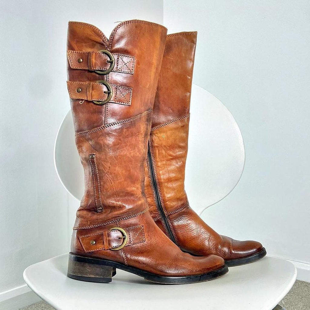 Vintage Redish brown biker boots