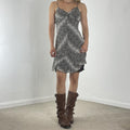 Brown and white snake print mini dress