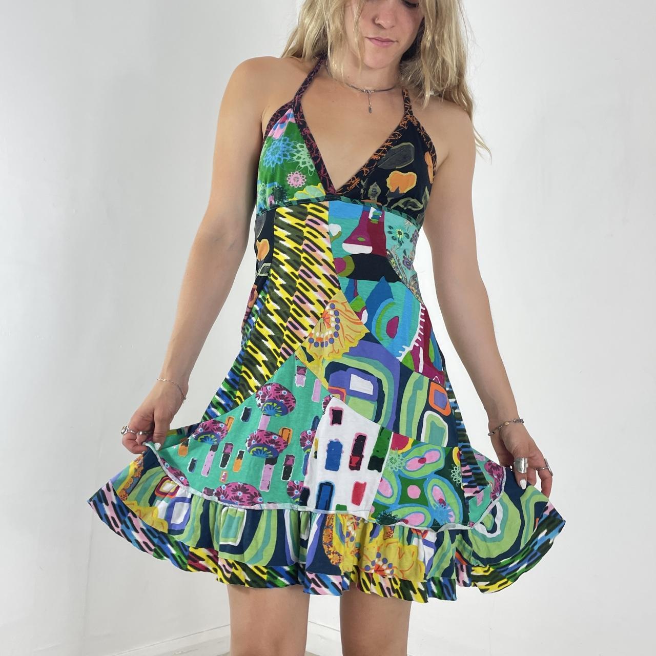 Desigual multi coloured halterneck mini dress