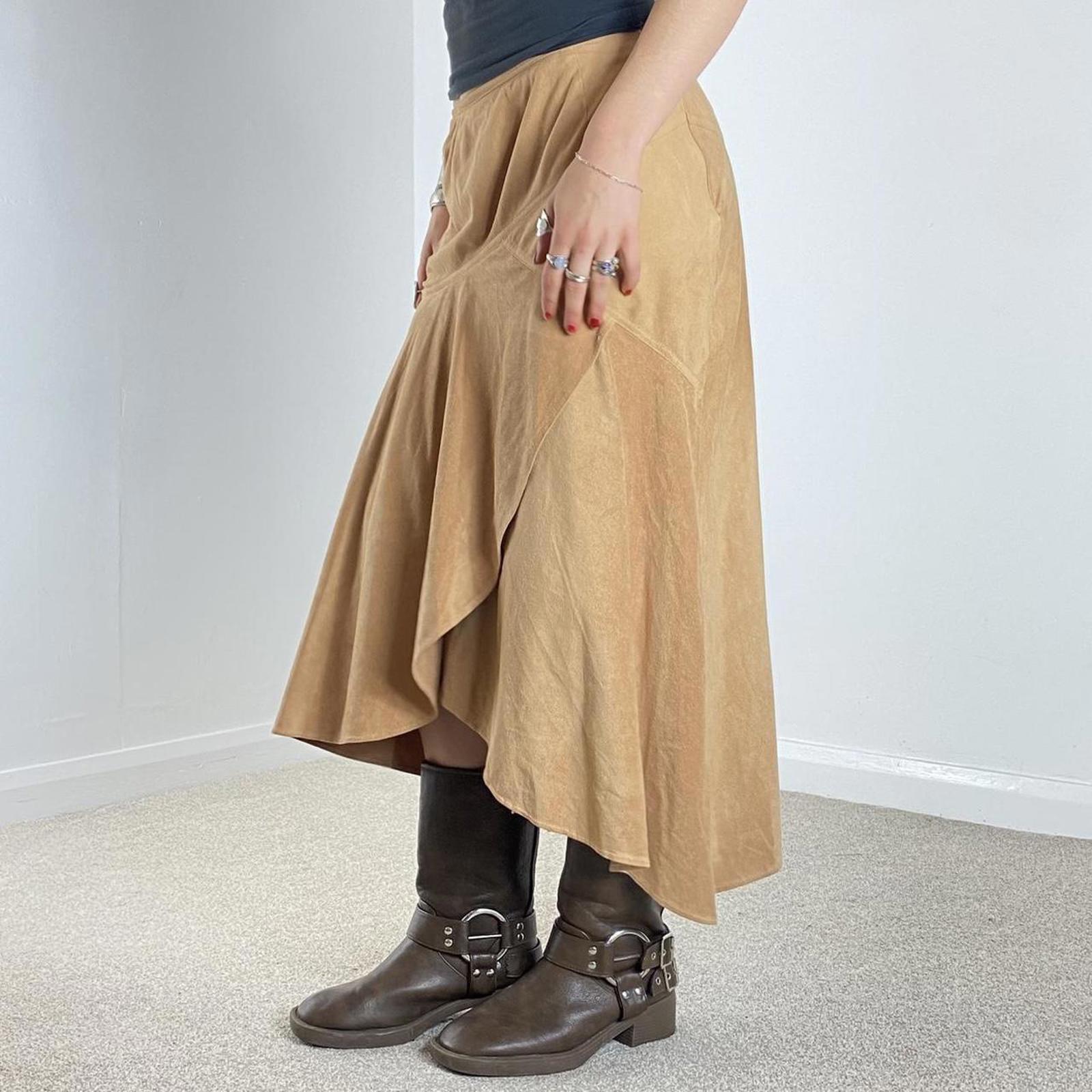 Vintage suade tan wrap maxi skirt