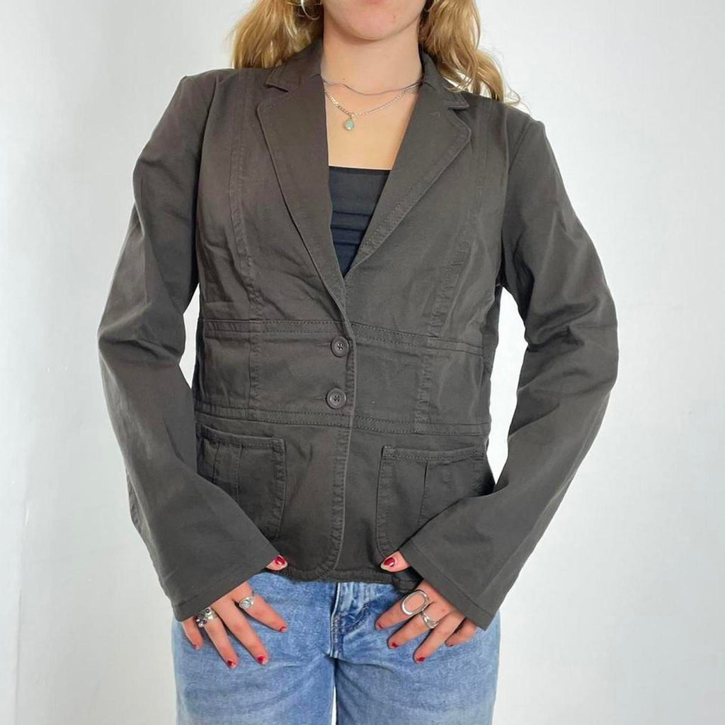Brown fitted double button jacket