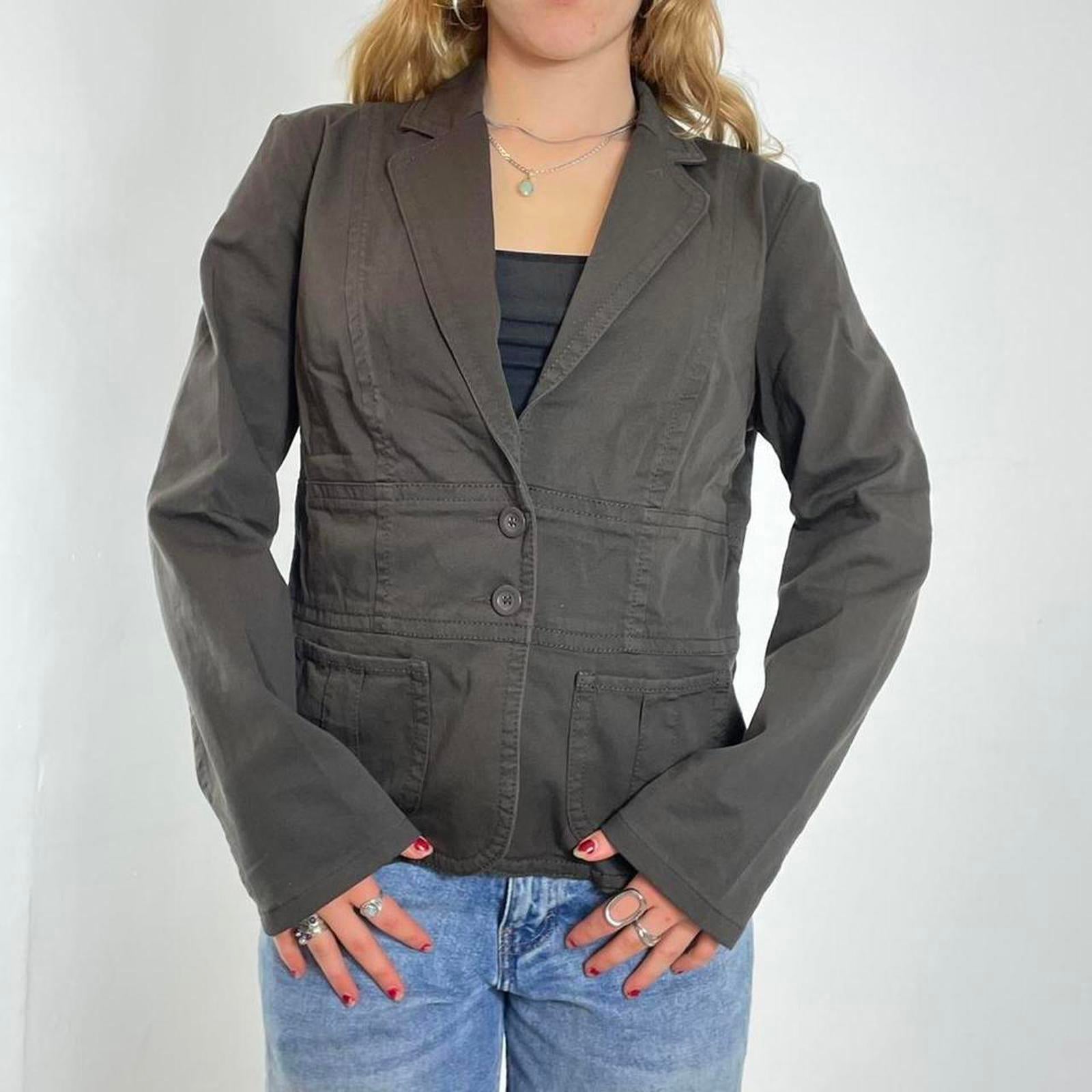 Brown fitted double button jacket
